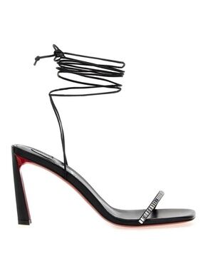 Christian Louboutin Condora Crystal Ankle-wrap Red Sole Sandals In Black